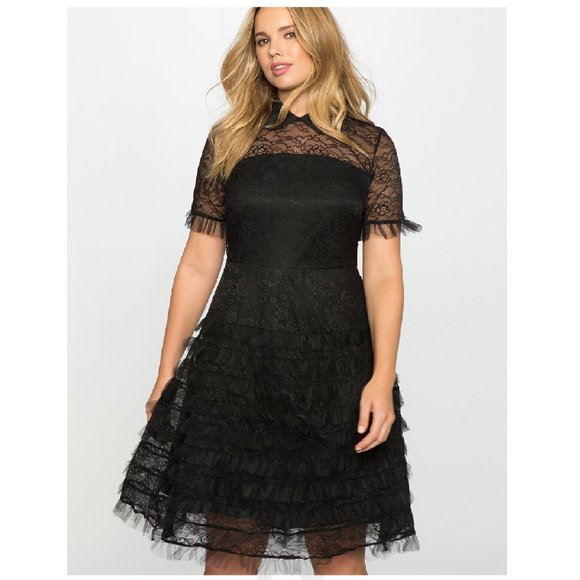 Eloquii Dresses & Skirts - PLUS: Eloquii Black Studio Lace Ruffle Dre…